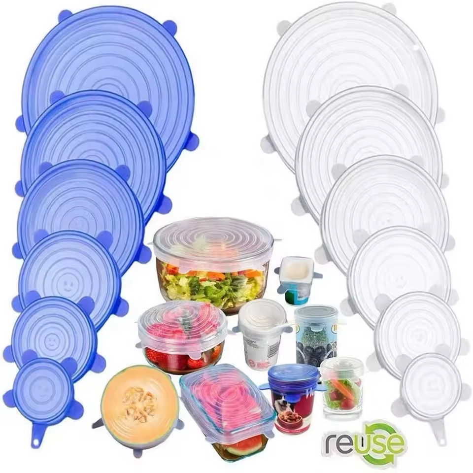 6 couvercles extensibles en silicone alimentaire
